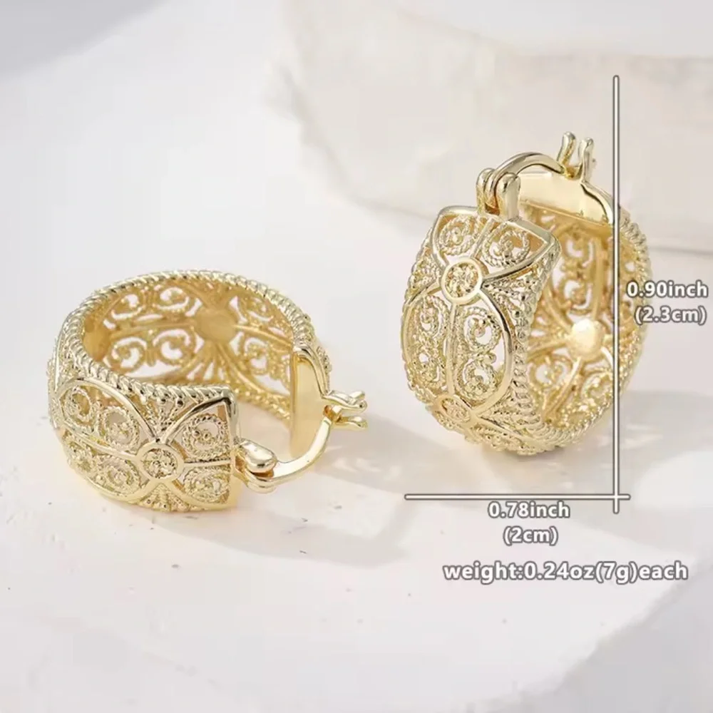Ornate Gold Filigree Hoop Earrings